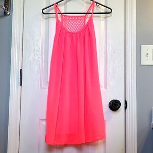 Pink Chiffon beach dress/swim cover up XS